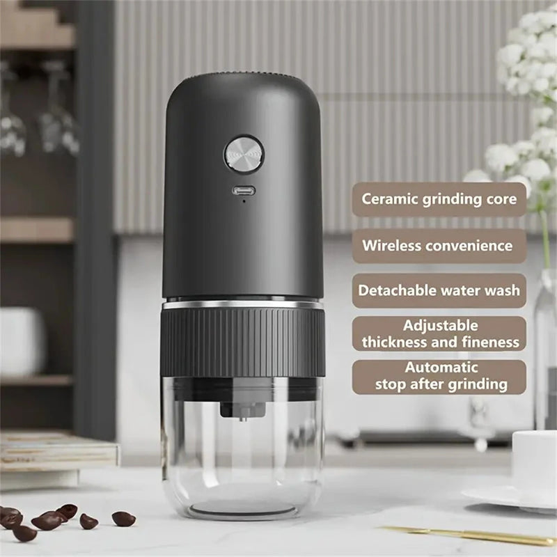 IPRee Electric Coffee Bean Grinder Ceramic Grinding Core Wireless Adjustable Automatic Electric Coffee Grinder Handheld Home