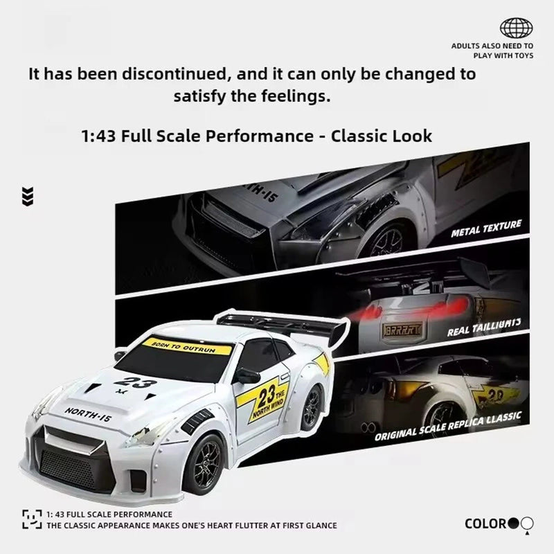 S916 RTR Mini 1/43 2.4G 4WD Drift RC Car Gyro GTR Race LED Light Full Scale Remote Control High-Speed Motor On-Road Racing Vehicle Model Boys Gifts Toys