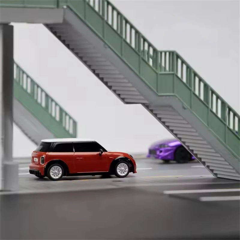 Turbo Racing RTR 1/76 2.4G RWD Drift RC Car for BMW Licensed Mini Cooper F56 3 Door Hatch Sports Racing LED Lights Full Proportional Vehicles Model Kids Children Toys