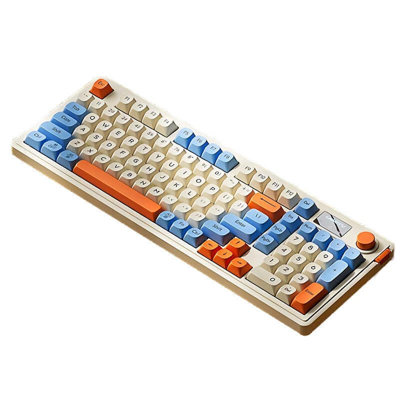 LANGTU L98 Wired RGB Gaming Keyboard with Display Screen and Volume Knob 98-Keys Gasket Structure Waterproof Membrane Mute Keyboards for PC Laptop Computer