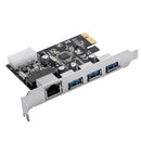 ORICO PCIe to USB3.0 and Gigabit Ethernet Expansion Card 5Gbps Data Transfer 2Gbps Network Wide Compatibility Driver Free Installation for Windows Linux