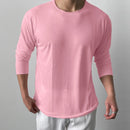 INCERUN Mens Ruched Textured Long-Sleeve T-Shirt Comfortable Quick Dry Crew Neck Top for Male S-5XL