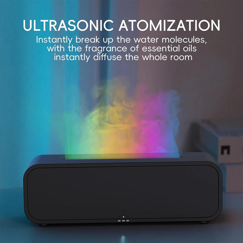 Tevorex 250ML Colorful Flame Aromatherapy Diffuser Dynamic Fire Flame  Cool Mist Humidifier with 7 Colors Light Remote Control Timer and Auto Off Function for Home Office