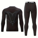 TENGOO Men's Thermal Underwear Set, Long johns set, Compression Thermal Base Layer Set, Moisture Wicking & Breathable Basic Long Sleeve & Letter Belt Leggings Winter Thermal Wear, Men's Thermal Clothing