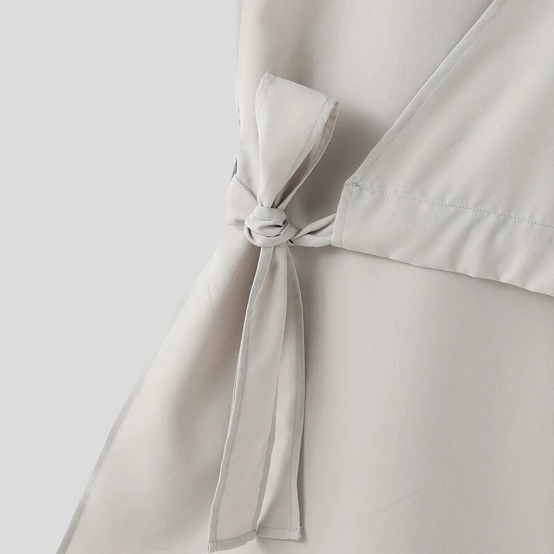 INCERUN Mens Solid Fashion Irregular Slanting Lapel Sleeveless Waistcoat