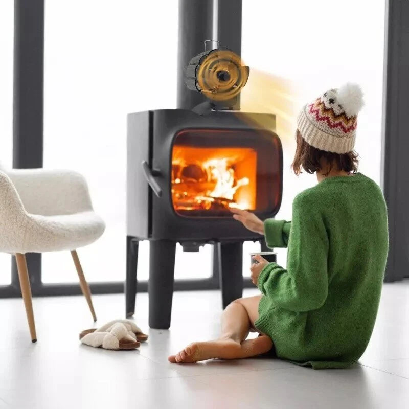 4 Blade Fireplace Wood Burn Fan Heat Powered Stove Fan No Electricity Air Blower for Wood/Log Burner/Fireplace Eco Friendly Fan-DY384A