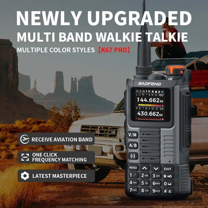 Baofeng K67 PRO Multi-Band Walkie Talkie 2600mAh Battery Six Bands Receive FM Radio NOAA Weather Alerts VOXs Function