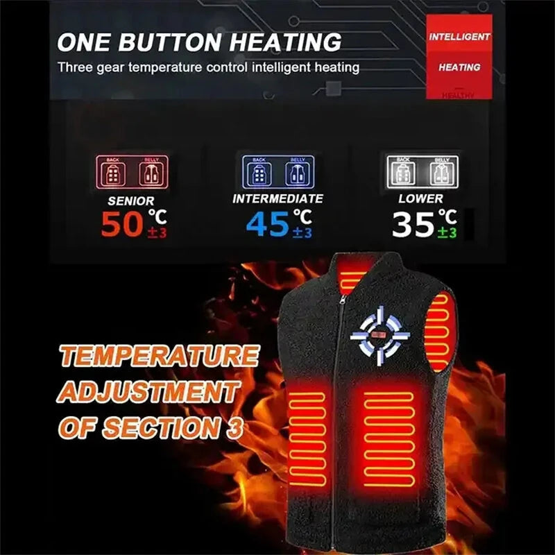 TENGOO HV-08 Heated Vest 8 Heating Areas USB Charging 3 Gear Temperature Control Plush Windproof Outdoor Winter Warm Clothing