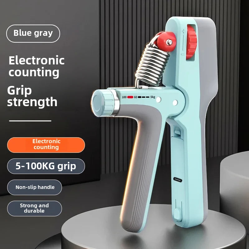 KALOAD 5-100kg USB Rechargeable Electronic Counting Hand Gripper Adjustable Resistance Strengthener for Finger Arm Muscle Strength Exercise Training