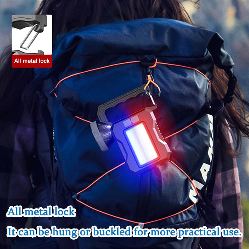 IPRee Solar Light LED Handheld Flashlights Type-C Rechargeable Portable Torch with 4 Modes COB Emergency Red and Blue Searchlight