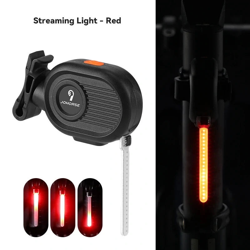 JOHORSE Bike Warning Taillight LED Streaming Red Light 300mAh Battery USB Rechargeable Waterproof Flashlight for MTB Bicycle Road Bike