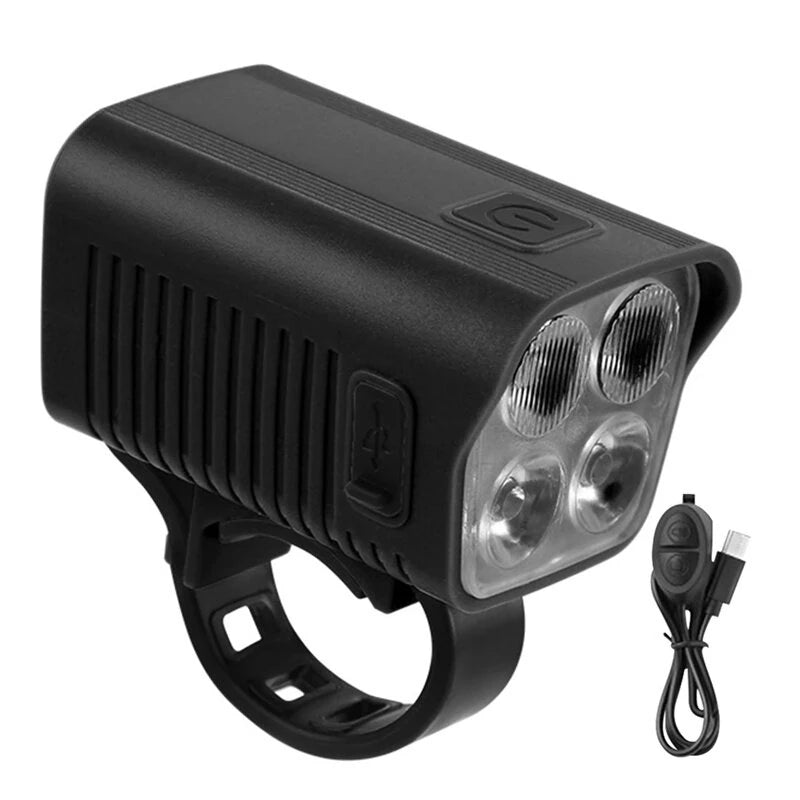 BENGGUO 2-in-1 LED Bicycle Front Light with Bell Horn 4 Super Bright LEDs 500mAh Battery Type-C Charging Safe for Night Cycling