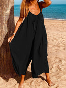 Women Sleeveless Straps Loose Solid Wide Leg Jumpsuits
