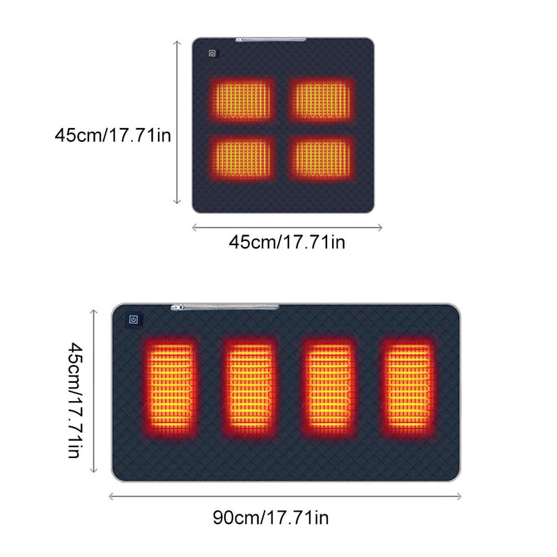 USB Heated Cushion Fast Heating 4 Heated Areas Camping Chair Heated Cushion 3 Adjustable Temperature Heated Chair Cushion Type C/USB Charging for Outdoor Travel