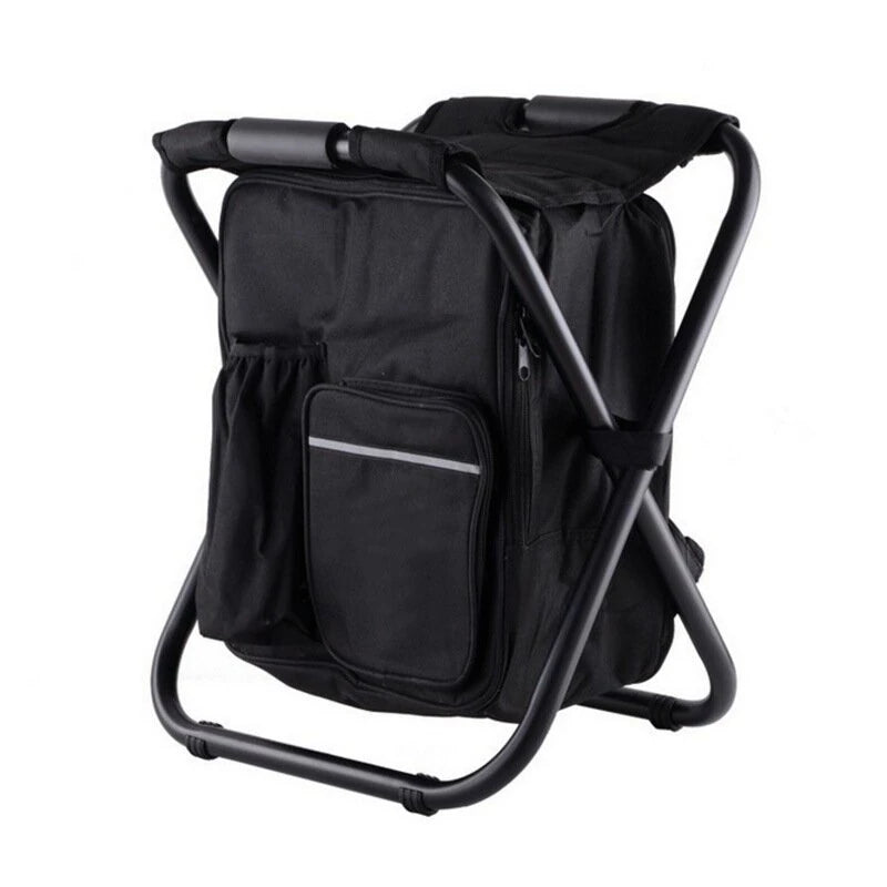 IPRee Outdoor Folding Camping Fishing Chair Stool Portable Backpack Cooler Insulated Picnic Bag Hiking Seat Table Bag Camping Fishing Gear