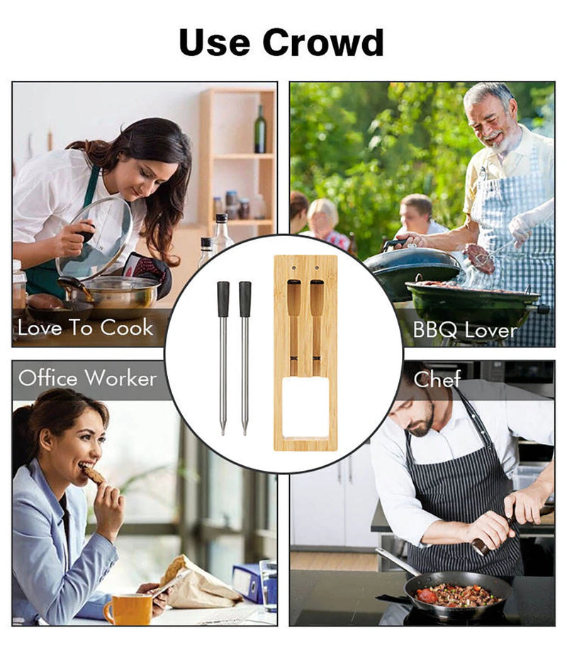 BBQ Probe Wireless Bluetooth BBQ Thermometer Kitchen Food Barbecue Thermometer Smart Cooking Thermometer 165ft Remote Meat Food Thermometer Instant Read