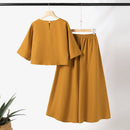 ZANZEA Korean Style Womens Elegant Sets Short Sleeve Blouse Top Wide Leg Loose Trousers Casual Suit