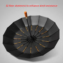 16-Bone Double Fully Automatic Rain Umbrella Keel Wooden Handle Sun Protection Umbrellas Large Folding Business Umbrella For Sunny Rainy Days