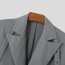 INCERUN Mens Lace-Up Design Long Sleeve Blazer Fashion Loose Fit Solid Color Casual Suit for Male