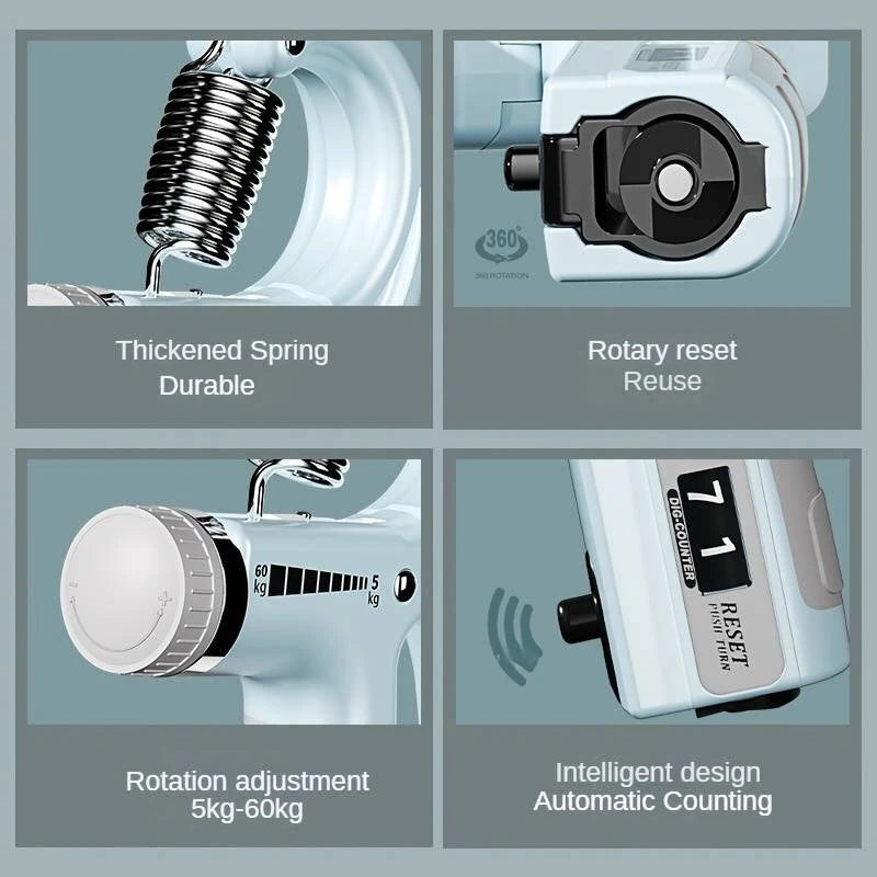 KALOAD 5-60kg Adjustable Electric Grip Strength Device Muscle Exercise Arm Strength Wrist Strength Training Equipment with Counting Function