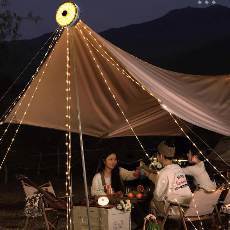 IPRee Outdoor Camping Light String Warm+Colorful Light 20M USB+Solar Rechargeable Waterproof Light Chain Portable Scalable Suspended Sky Tent Atmosphere String Light