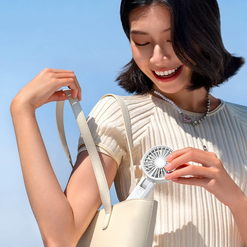 2000mAh USB Mini Fan Double Blade 180 Adjustable Handheld Fan Dual Motor 4 Wind Speed Foldable Neck Hanging Small Fan