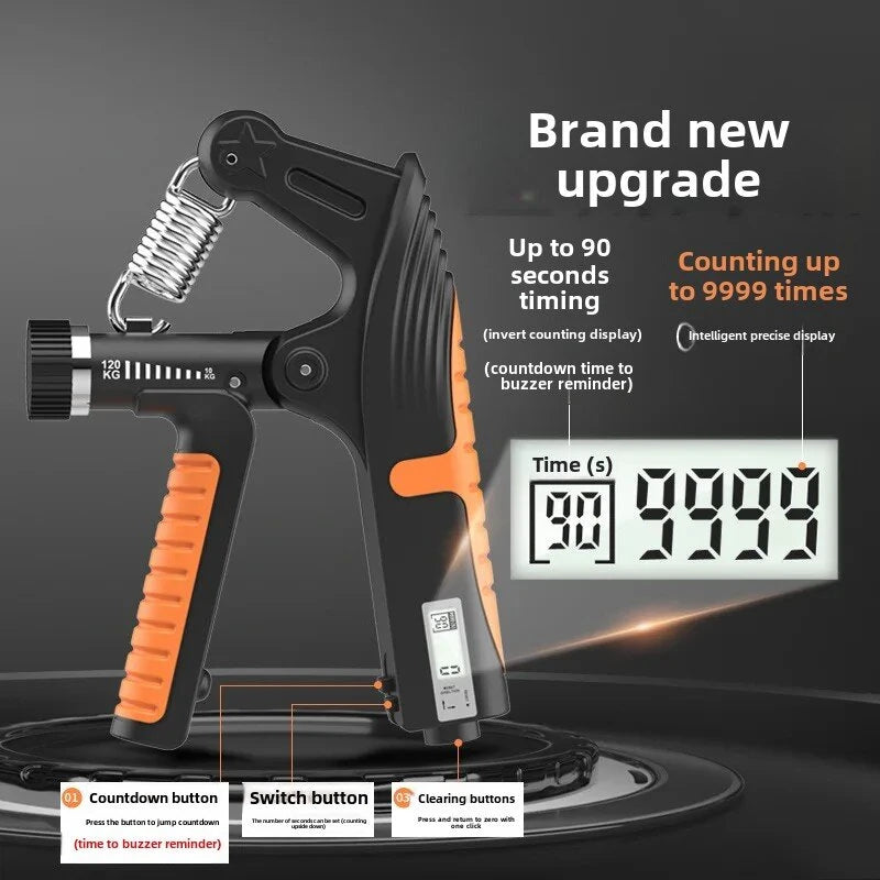 KALOAD 10-120kg Adjustable R-Type Hand Gripper with Countdown/Counting Finger Strength Rehabilitation Trainer Arm Muscle Hand Exercise Equipment for Men Women