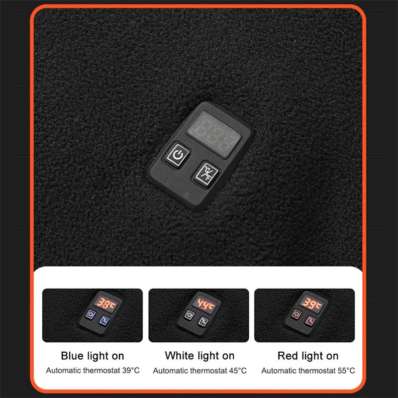 TENGOO HP-09 9 Heated Area Jacket USB Charging 3 Gear Adjustable Temperature with Digital Display Windproof Fleece Heated Jacket Winter Coat for Outdoor Sports