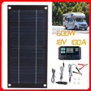 High Efficiency 600W Solar Panel Charger Monocrystalline Silicon Portable Kit 100A Charge Controller Extension Cable Battery Clip for RV Outdoor Camping Green Energy