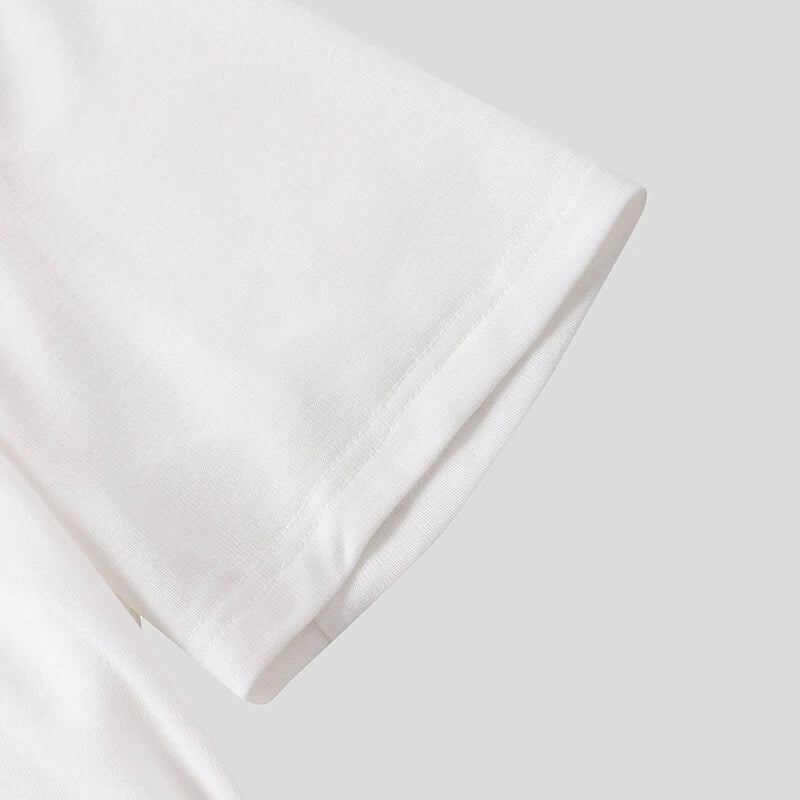 INCERUN Mens T-shirts High Neck Slim Fit Muscle Workout Summer Casual T-shirt