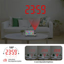 180  Rotation RGB Colorful Night Light Radio Projection Clock Projection Digital Alarm Clock With Night Light 2 USB Output Port 12H/24H FM Radio Time Projector LED Clock