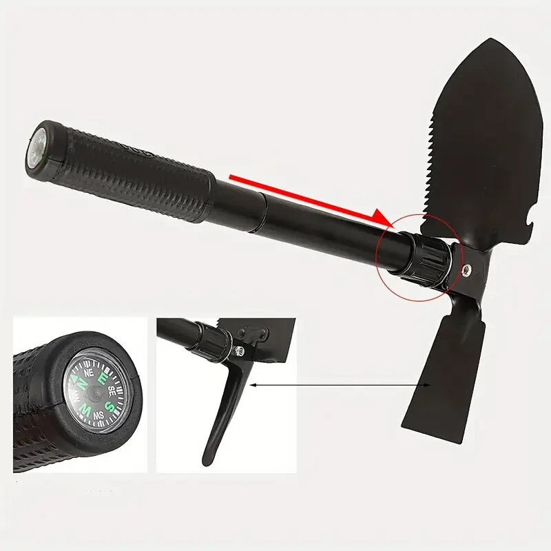 Portable Folding Multi-function Gardening Shovel with Extra Utility Tools Outdoor Mountaineering Small Mini Shovel Fishing Camping Shovel Spade