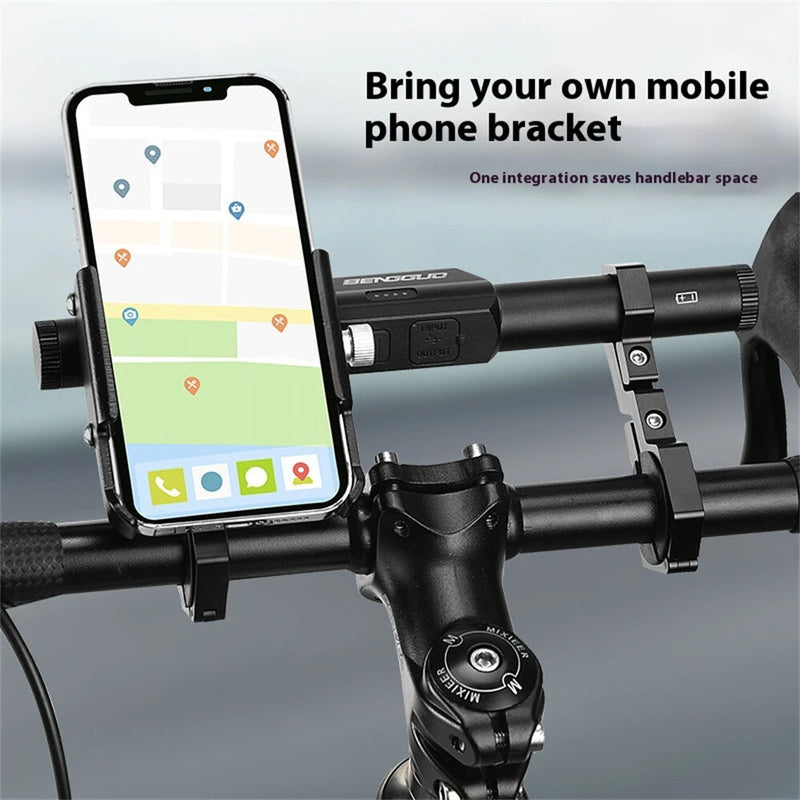 BENGGUO BG-0797 400LM Bicycle Headlight Handlebar Extension Bracket with Phone Holder Type-C Charging Waterproof Bike Mount  (No Batteries)