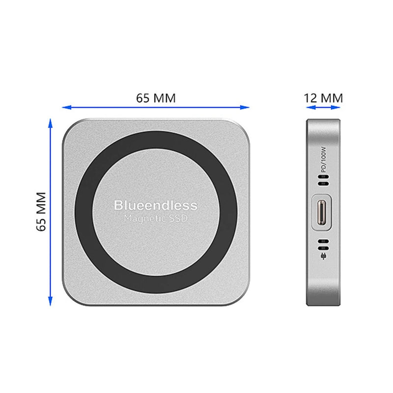 Blueendless Magnetic M.2 2230 2242 NVMe SSD Enclosure with Cooling Fan 100W PD Charging Type-C NVMe PCIE SSD Case