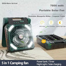5 in 1 Multifunctional Solar Camping Tent Fan 7800mAh Battery Power Bank LED Light Solar Panel Energy Efficient Cooling System