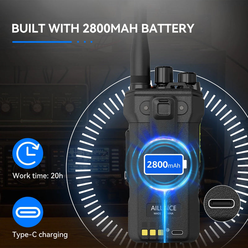 Retevis Ailunce HA1UV 5W Walkie Talkie IP67 Waterproof 2800mAh Rechargeable Long Range Dual Band Two-Way Radio Sub-PTT Ham Radio