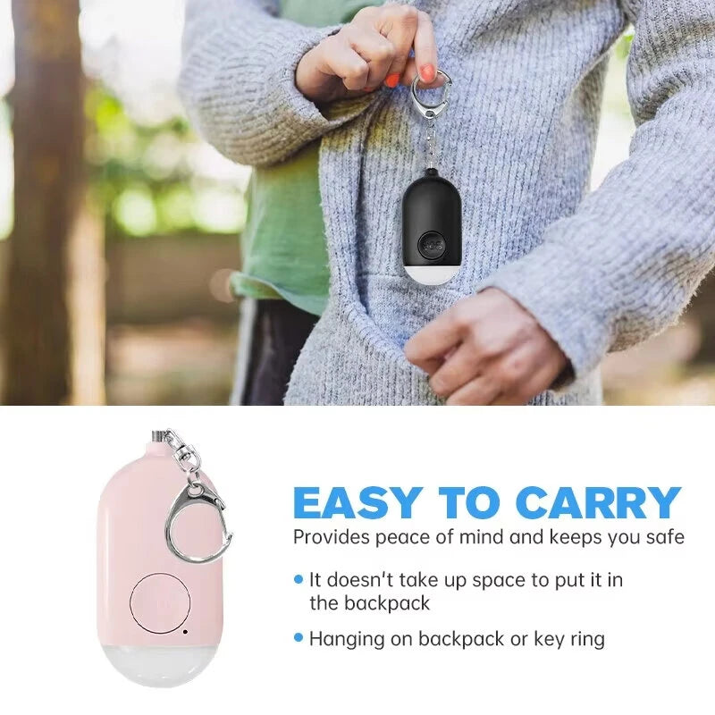Intelligent SOS Personal Alarm Self Protection Keychain 130dB Loud Safety Panic Button Or Pull Pin Alert Waterproof Device with Flashlight for Kids Elderly Women