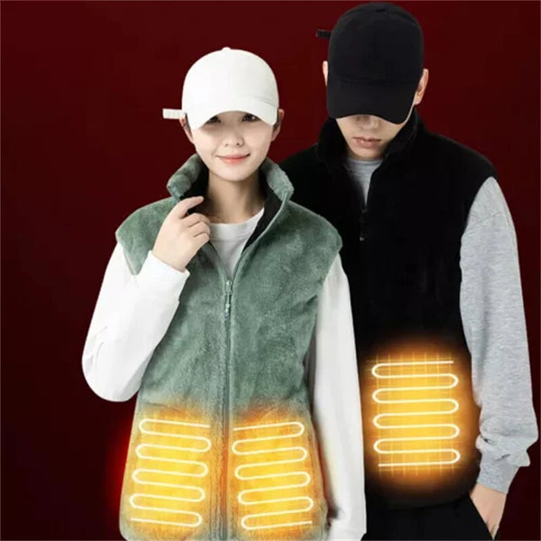 TENGOO HV-09F Heated Vest 9 Heating Areas USB Charging 3 Gear Temperature Control Coral fleece Windproof Outdoor Winter Warm Clothing