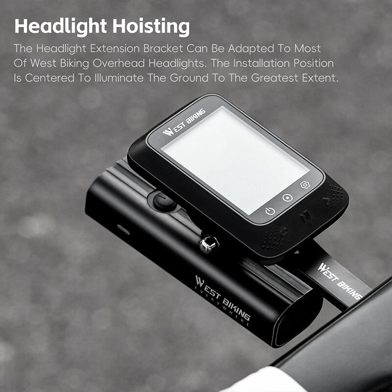 WEST BIKING Aluminum Alloy Bicycle Computer Holder Front Light Mount Integrated Bike Handlebar Extension Bracket