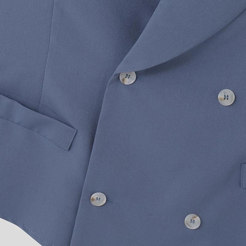 INCERUN Mens Solid Color Double-Breasted Two Pieces Outfit Sleeveless Blazer Vest Pant Casual Suit for Male