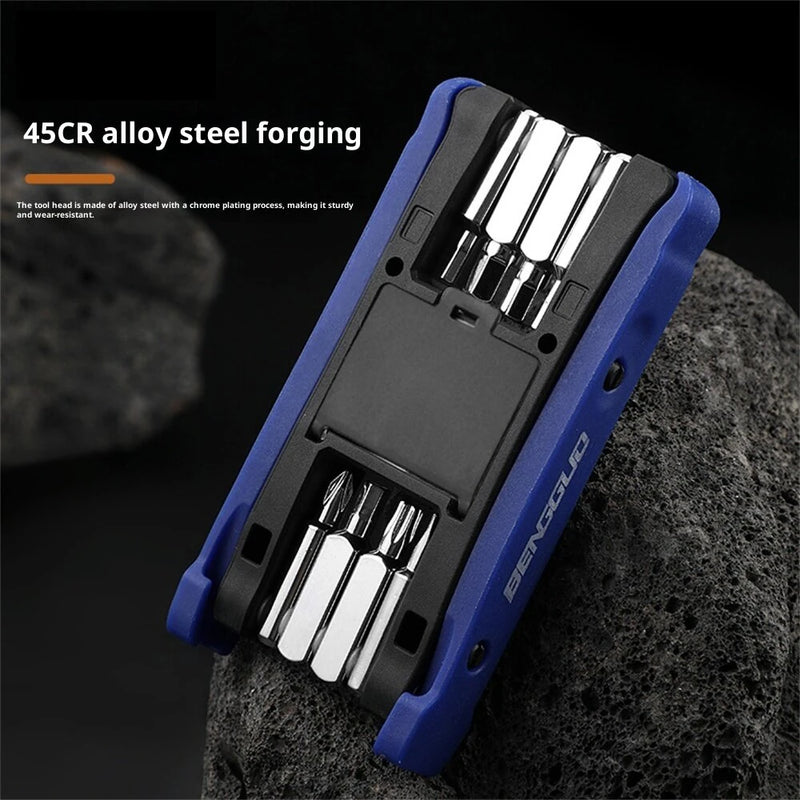 BENGGUO Bike Multi Mini Folding Repair Tool Portable Chain Splitter Cutter HexSpoke Wrench Screwdriver Multitool Portable Tire Repair Tool