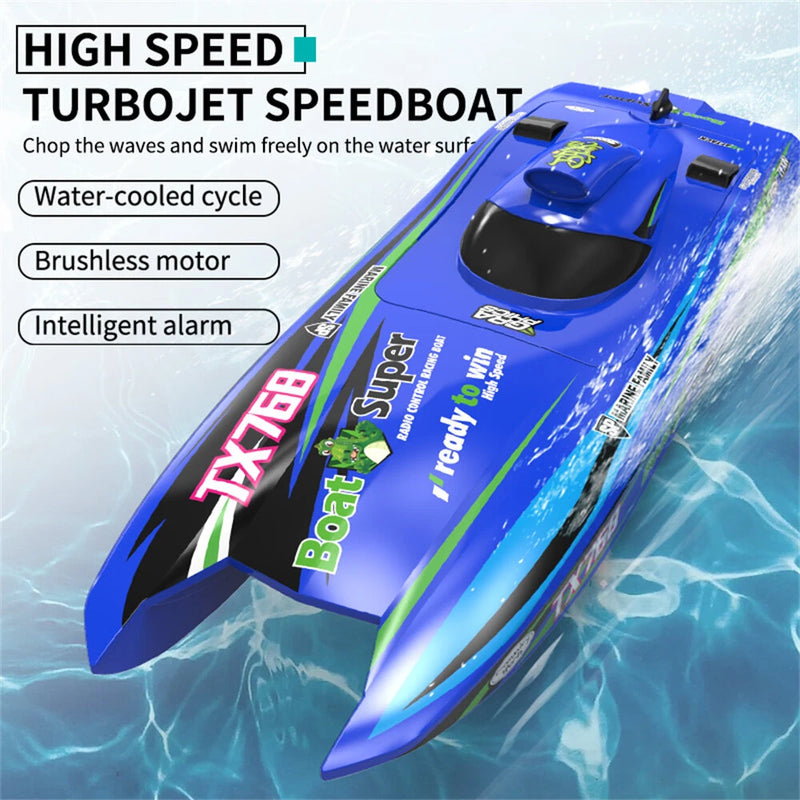 TY XIN 768 Brushless RTR 2.4G 30km/h RC Boat Jet Speedboat Water Cooling Waterproof Remote Control Ship High Speed Full Proportional Vehicles Models Toys