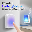 7 Colors Light Flash Changable Music Doorbell Volume Adjustable Built-in 28 Music Wire-free Wireless Door Chime Flash Bell Reminder for Deaf Old People Service Pager