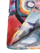 ZANZEA Women Retro Graffiti Print Round Neck Pleated Casual Beach Maxi Dresses