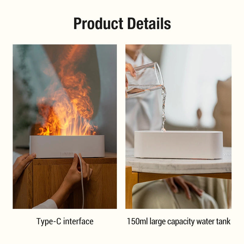 Aroma Diffuser Desktop Colorful Simulation Flame Machine Aromatherapy Humidifier Lamp Led Essential Oil Flame Lamp Difusor