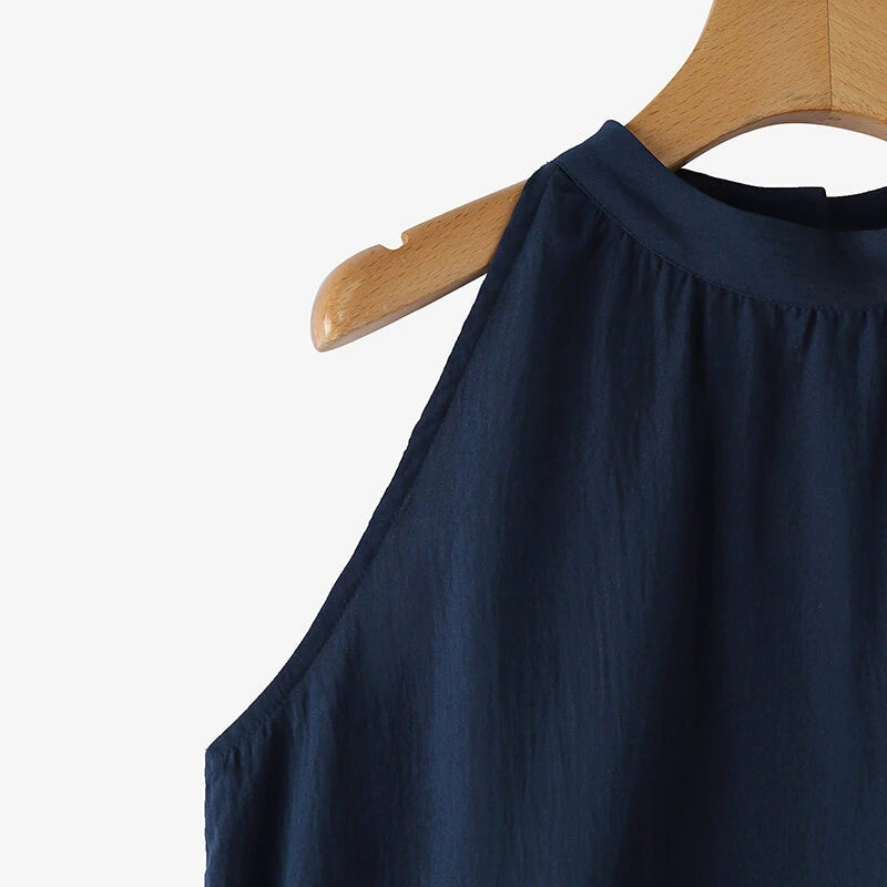 ZANZEA Elegant Style Womens Tank Vest Summer Sleeveless O-Neck Plain Casual Loose Camisoles Top