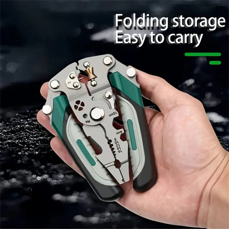 IPRee Foldable Wire Stripper Multi-Function Crimping Pliers Pulley Design Electrician Wire Splitter Winding Tool for Cable Management