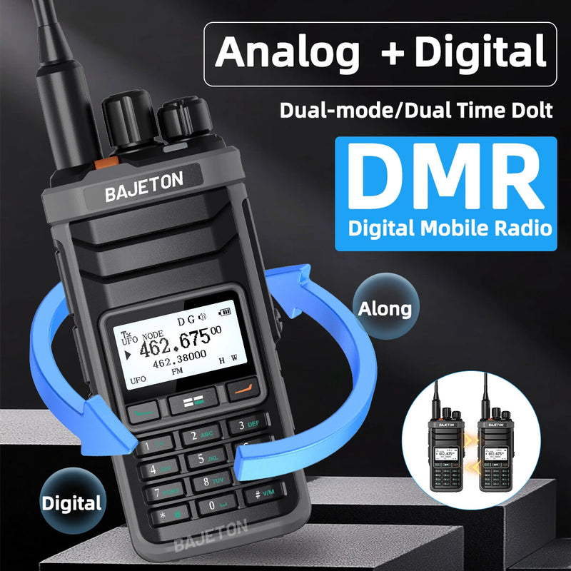 BAJETON DM-5000 DMR Digital Analog Walkie Talkie with AES-256 / AES-128 / ARC Encryption Dual Time Slot NOAA Weather Reception SMS DTMF 1024 Channels Long Range Communication Two-way Radio