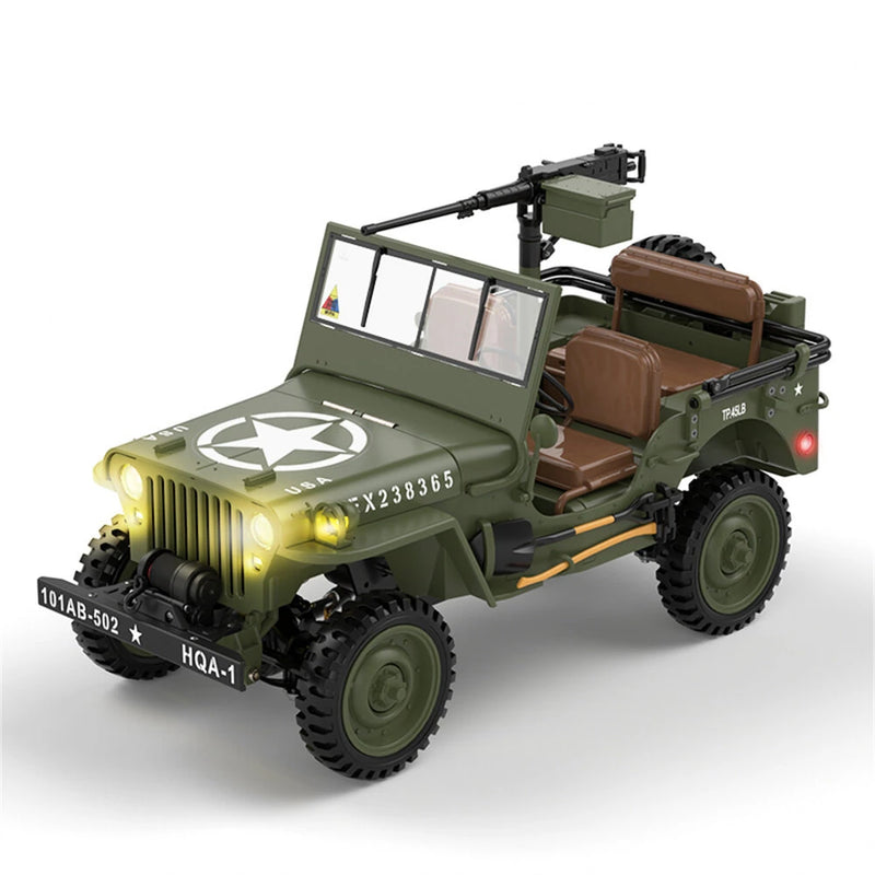 HG TRASPED HG4-58 RTR 1/14 2.4G 4WD RC Car Willys Military Truck for Jeep Off-Road Climbing LED Light Sound Winch Two Speed Metal Frame Rock Crawler Full Proportional Vehicles Models Toys