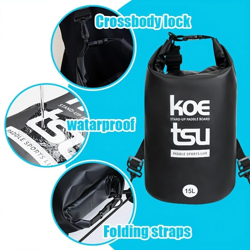 KOETSU 15L/3.96gal Waterproof Large Capacity Paddle Board Bag, For Secure Storage And Easy Carrying, Portable Lightweight Paddle Board Bag With Carry Handle, Travel Carrying Backpack